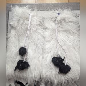 White fluffy rave leg warmers